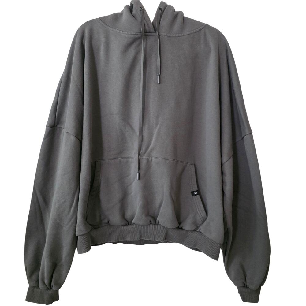 Popflex Gray Cropped Oversized Hoodie Kangaroo Pocket Size L/XL